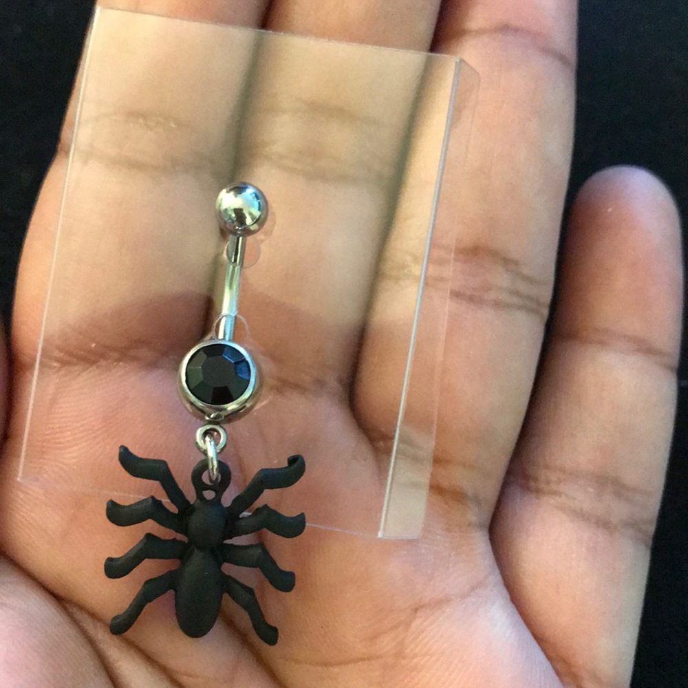 14G Halloween spider belly button ring